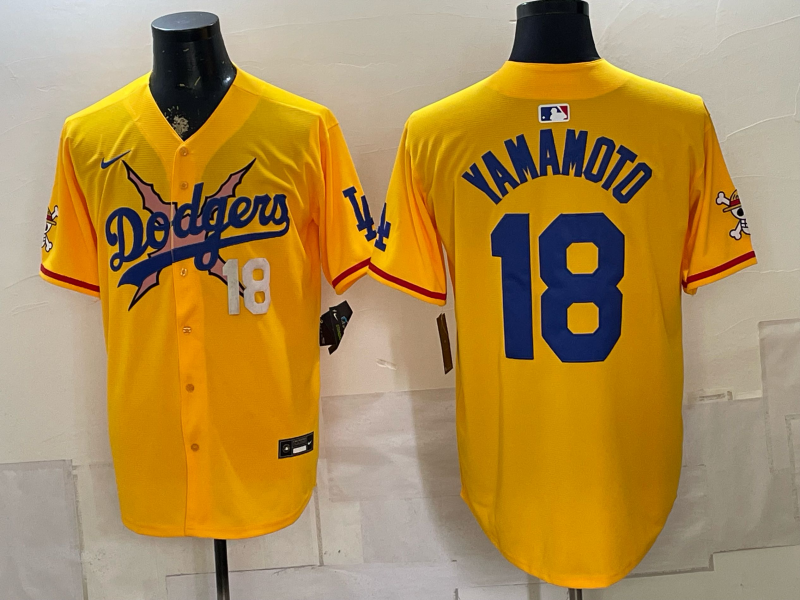 Men Los Angeles Dodgers #18 Yamamoto yellow Game 2026 Nike MLB Jersey 0717002